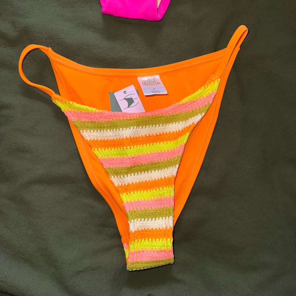 Target Orange and Multicolor Striped Bikini Bottom